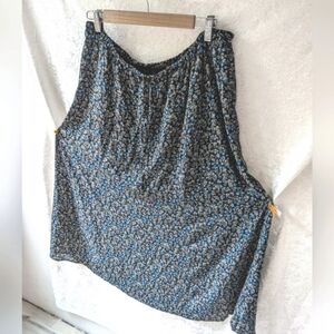LL Bean Rayon XL Blue Floral Maxi Skirt